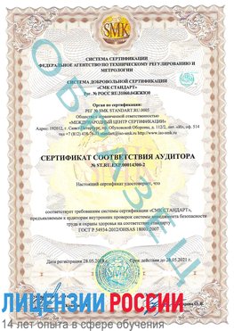 Образец сертификата соответствия аудитора №ST.RU.EXP.00014300-2 Чамзинка Сертификат OHSAS 18001